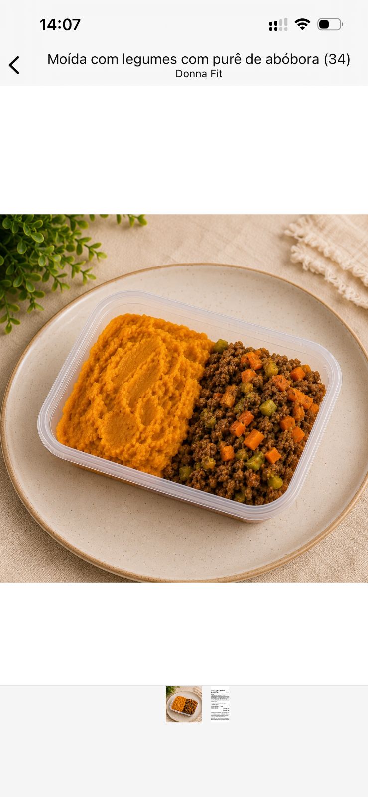 Moída Com Legumes e Purê De Abóbora (350G)