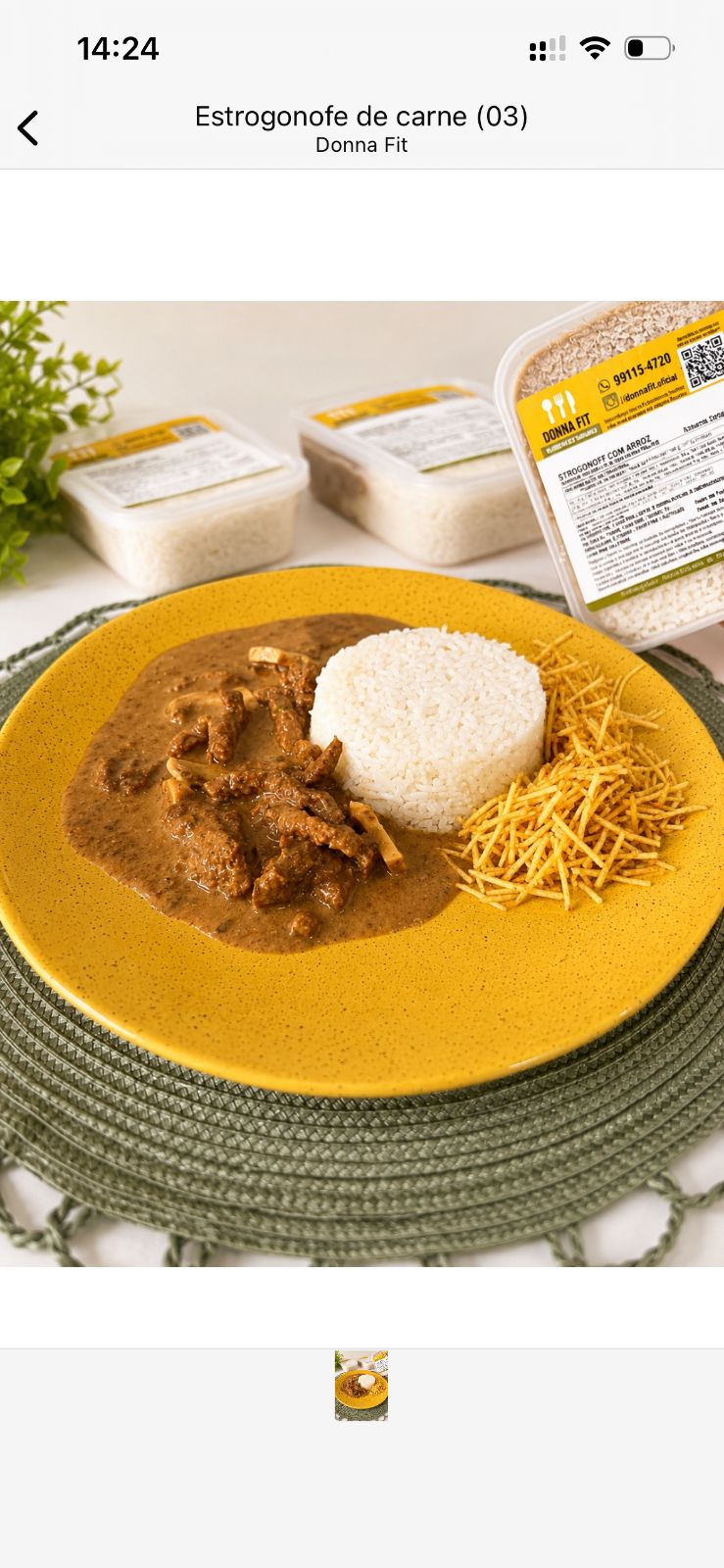 Estrogonofe De Carne Com Arroz e Batata Palha (350G)