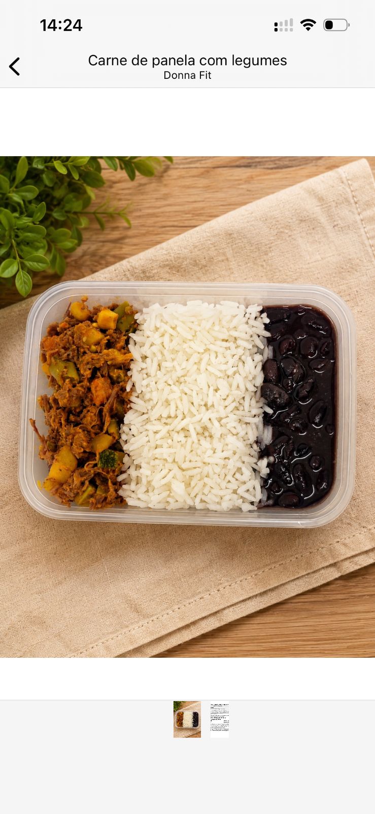 Carne De Panela Com Legumes,Arroz e Feijão Preto (350g)