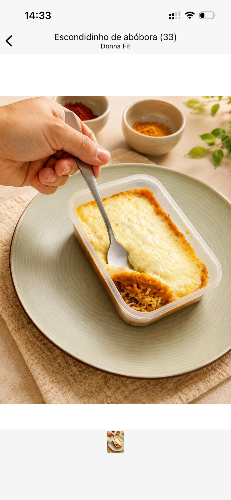 Escondidinho De Abóbora Com Frango e queijo (300g)