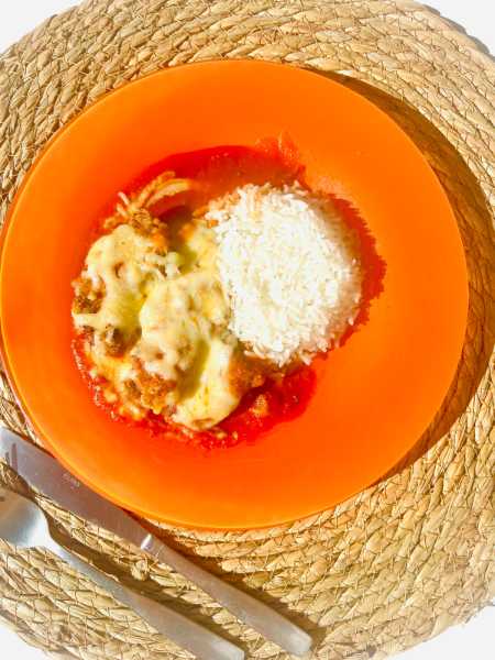 Bife a parmegiana com arroz  (300g)